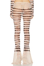 Jean Paul Gaultier X KNWLS Low Waist Striped Washed Mariniere Flare Legging in Ecru & Brown, view 3, click to view large image.