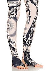 Jean Paul Gaultier Printed Heraldique Legging in Nude & Navy, view 5, click to view large image.