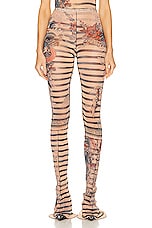 Jean Paul Gaultier Printed Mariniere Tattoo Flare Trouser in Nude, Blue, & Red, view 1, click to view large image.