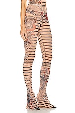 Jean Paul Gaultier Printed Mariniere Tattoo Flare Trouser in Nude, Blue, & Red, view 2, click to view large image.