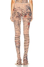 Jean Paul Gaultier Printed Mariniere Tattoo Flare Trouser in Nude, Blue, & Red, view 3, click to view large image.