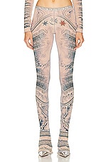 Jean Paul Gaultier Printed Soleil Flare Trouser in Nude, Blue, & Red, view 1, click to view large image.