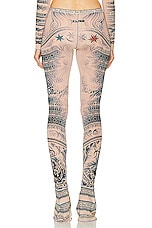 Jean Paul Gaultier Printed Soleil Flare Trouser in Nude, Blue, & Red, view 3, click to view large image.