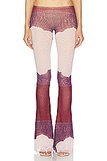 Jean Paul Gaultier Cartouche Mesh Flare Pant in Red, White, & Burgundy, view 1, click to view large image.