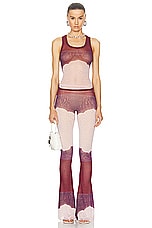 Jean Paul Gaultier Cartouche Mesh Flare Pant in Red, White, & Burgundy, view 4, click to view large image.