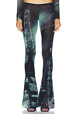 Jean Paul Gaultier Pigalle Mesh Flare Printed Trouser in Navy, Light Blue, White, & Black, view 1, click to view large image.