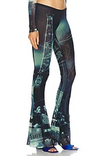 Jean Paul Gaultier Pigalle Mesh Flare Printed Trouser in Navy, Light Blue, White, & Black, view 2, click to view large image.