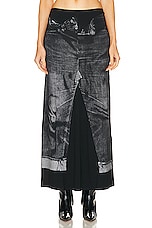 Jean Paul Gaultier Trompe L'oeil Flag Label Long Skirt in Black & Grey, view 1, click to view large image.