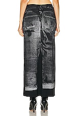 Jean Paul Gaultier Trompe L'oeil Flag Label Long Skirt in Black & Grey, view 3, click to view large image.