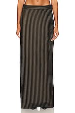Jean Paul Gaultier Tennis Stripes Low Waist Trouser Skirt in Brown & Ecru, view 1, click to view large image.