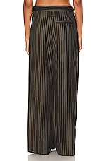 Jean Paul Gaultier Tennis Stripes Low Waist Trouser Skirt in Brown & Ecru, view 3, click to view large image.