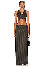 Jean Paul Gaultier Tennis Stripes Low Waist Trouser Skirt in Brown & Ecru, view 4, click to view large image.