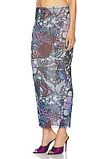 Jean Paul Gaultier Papillon Mesh Long Skirt in Blue & Multicolor, view 3, click to view large image.