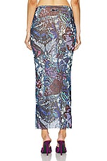 Jean Paul Gaultier Papillon Mesh Long Skirt in Blue & Multicolor, view 4, click to view large image.