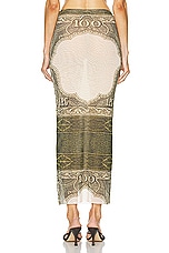 Jean Paul Gaultier Cartouche Mesh Long Skirt in Green, Ecru, Black, & Orange, view 3, click to view large image.