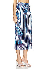 Jean Paul Gaultier Flower Body Morphing Long Skirt in White, Navy, & Aqua, view 2, click to view large image.