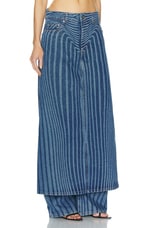 Jean Paul Gaultier Body Morphing Laser Print Denim Skirt Pant in Vintage Blue, view 2, click to view large image.