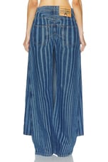 Jean Paul Gaultier Body Morphing Laser Print Denim Skirt Pant in Vintage Blue, view 3, click to view large image.