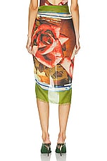 Jean Paul Gaultier Roses Pareo in Green, Red, & Blue, view 4, click to view large image.