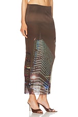 Jean Paul Gaultier X Shayne Oliver Mesh City Long Skirt in Brown, Green, Blue, & Red, view 2, click to view large image.