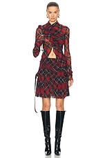 Jean Paul Gaultier Distorted Tartan Short Skirt in Red, Black, & White, view 5, click to view large image.