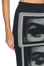 Jean Paul Gaultier Eyes And Lips Mesh Printed Long Skirt in Black, Grey, & White, view 6, click to view large image.
