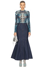 Jean Paul Gaultier Mermaid Denim Skirt in Indigo, view 5, click to view large image.