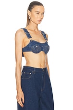 Jean Paul Gaultier Overalls Buckles Denim Bra Top in Vintage Blue, view 2, click to view large image.