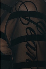 Jean Paul Gaultier Gaultier &amp; Mariniere Drapped Mesh Bodysuit in Black, view 7, click to view large image.