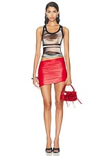 Jean Paul Gaultier Eyes And Lips Mesh Printed Tank Top in White, Red, & Light Orange, view 4, click to view large image.