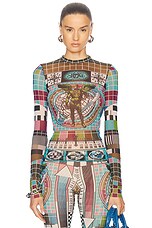 Jean Paul Gaultier Mire Long Sleeve Top in Blue Multicolor