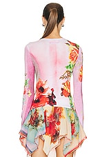 Jean Paul Gaultier Printed Body Flowers Long Sleeve Top in Pink & Yellow, view 4, click to view large image.