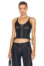 Jean Paul Gaultier Top Stitches Corset in Indigo, view 1, click to view large image.