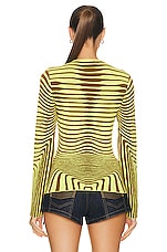 Jean Paul Gaultier Morphing Stripes Long Sleeve Top in Khaki & Lime, view 3, click to view large image.