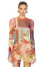 Jean Paul Gaultier Printed Patchwork Scarf Long Sleeve Top in Multi, view 1, click to view large image.