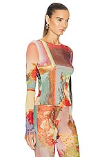Jean Paul Gaultier Printed Patchwork Scarf Long Sleeve Top in Multi, view 2, click to view large image.