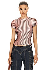Jean Paul Gaultier Trompe L'oeil Short Sleeve Top in Pink & Brown, view 1, click to view large image.