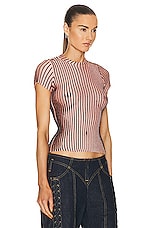Jean Paul Gaultier Trompe L'oeil Short Sleeve Top in Pink & Brown, view 2, click to view large image.