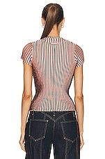 Jean Paul Gaultier Trompe L'oeil Short Sleeve Top in Pink & Brown, view 3, click to view large image.