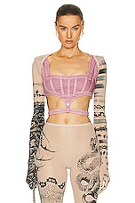 Jean Paul Gaultier X KNWLS Trompe Loeil Tatoo Long Sleeve Gloves Printed Shawl in Nude, Grey, & Black, view 1, click to view large image.
