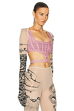 Jean Paul Gaultier X KNWLS Trompe Loeil Tatoo Long Sleeve Gloves Printed Shawl in Nude, Grey, & Black, view 2, click to view large image.