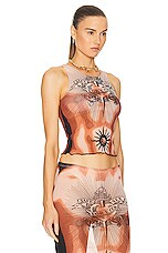 Jean Paul Gaultier Printed Safe Sex Tattoo Tank Top in Nude, Brown, & Black, view 2, click to view large image.
