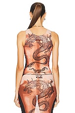 Jean Paul Gaultier Printed Safe Sex Tattoo Tank Top in Nude, Brown, & Black, view 3, click to view large image.
