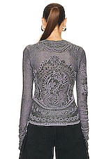 Jean Paul Gaultier Soleil High Neck Long Sleeve Top in Green & Purple, view 3, click to view large image.