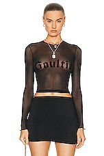 Jean Paul Gaultier Velvet Flock Long Sleeve Crew Neck Top in