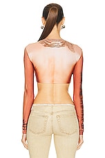Jean Paul Gaultier Printed Corps Long Sleeve Cropped Top in Light Nude, view 3, click to view large image.