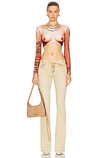 Jean Paul Gaultier Printed Corps Long Sleeve Cropped Top in Light Nude, view 4, click to view large image.