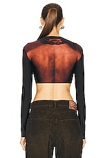 Jean Paul Gaultier Printed Corps Long Sleeve Cropped Top in Dark Nude, view 3, click to view large image.
