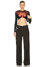 Jean Paul Gaultier Printed Corps Long Sleeve Cropped Top in Dark Nude, view 4, click to view large image.