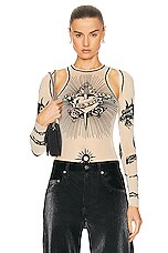 Jean Paul Gaultier Printed Safe Sex Tattoo Long Sleeve Shawl in